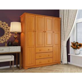 100% Solid Wood Family Wardrobe, Honey Pine. No Shelves Included - Palace Imports 5964