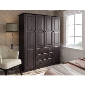 100% Solid Wood Family Wardrobe, Java. No Shelves Included - Palace Imports 5966