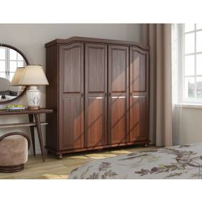 100% Solid Wood Kyle 4-Door Wardrobe, Mocha - Palace Imports 8203