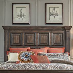 Traditional Queen Mansion Headboard In Brownstone Finish w/ Heavy Distressing - Liberty Furniture 361-BR13