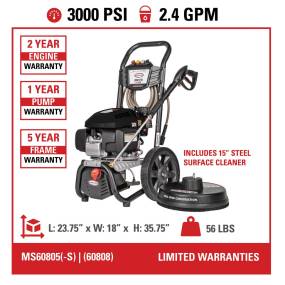 Megashot MS60805(-S) 50-State 3000 PSI at 2.4 GPM HONDA® GCV170 with OEM Technologies™ Axial Cam Pump Cold Water Premium Residential Gas Pressure Washer - FNA Group 60808