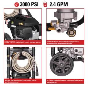 MegaShot MS60809(-S) 50-State 3000 PSI at 2.4 GPM HONDA® GCV170 with OEM Technologies™ Axial Cam Pump Cold Water Premium Residential Gas Pressure Washer - FNA Group 60809