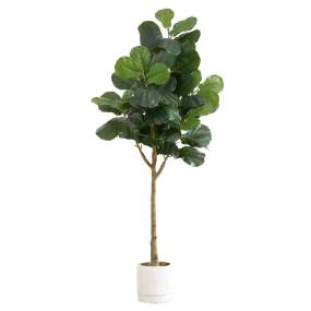6ft. Artificial Fiddle Leaf Fig Tree with White Decorative Planter - Nearly Natural T4554
