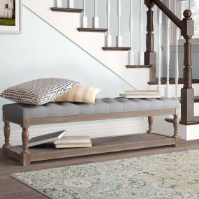 Athena Bench in White and Frost Grey - Shatana Home Z-ATHENA-BENCH WHITE AND FROST GREY