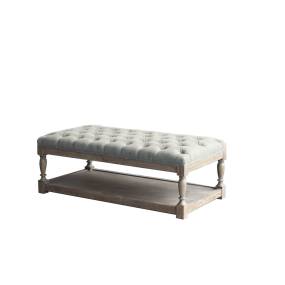 Athena Rectangular Coffee Table in White and Linen - Shatana Home Z-ATHENA-RECT CT WHITE AND LINEN