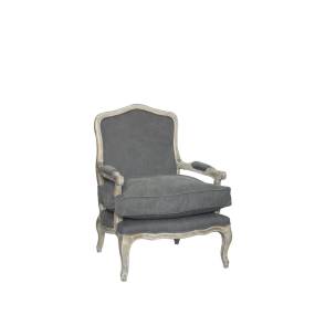 RODNEY LOUNGE CHAIR IN ANTIQUE WHITE AND FROST GREY FABRIC - Shatana Home Z-RODNEY-CHAIR WHITE AND FROST GREY
