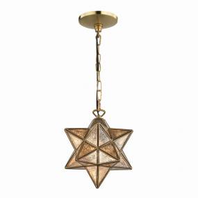 Moravian Star 9'' Wide 1-Light Mini Pendant - Antique Brass - Elk Lighting 1145-008