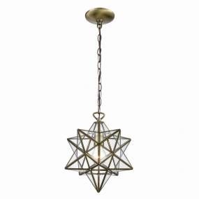 Moravian Star 12'' Wide 1-Light Mini Pendant - Antique Brass - Elk Lighting 1145-020