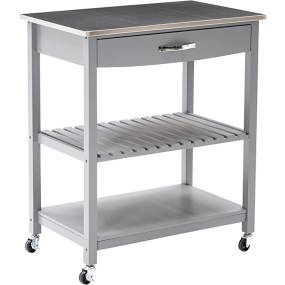 Holland Kitchen Cart With Stainless Steel Top, Gray - Boraam Industries 50658