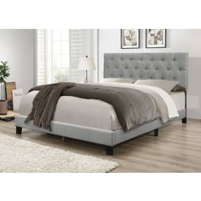 Jasmine Twin Panel Bed Upholstered in Button Tufted Rectangular Headboard in Light Grey - CasePiece USA  C80032-111