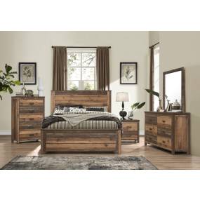 Jayleen Vintage Oak Rustic Wooden King Bed  - CasePiece USA  C80057-711