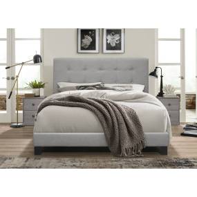 Priscilla Full Upholstered Button Tufted Panel Bed With 2 Nightstands in Grey - CasePiece USA  C80061-311