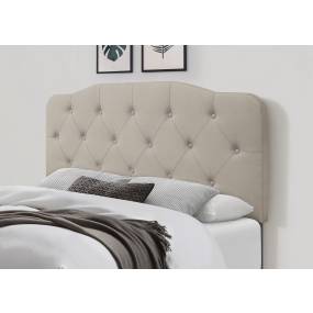 Tiffany Clean Styling Upholstered Button Tufted Queen Headboard in Warm Grey  - CasePiece USA  C80063-521