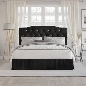 Modern Velvet Tufted Upholstered Platform Bed, King in Black - CasePiece USA C8357KPL-BK-VV