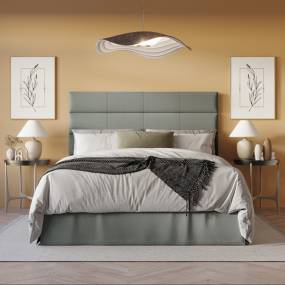 Contemporary Woven Linen Fabric Upholstered Platform Bed, Queen in Light Grey - CasePiece USA C8359QPL-LGY-LN