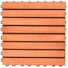 Kaia 8-Slat Reddish Brown Wood Interlocking Deck Tile (Set of 10 Tiles) - More4Home M0375