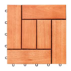 Rayna Reddish Brown Eucalyptus Interlocking Wooden Decktile (Set of 10 Tiles) - More4Home M0450