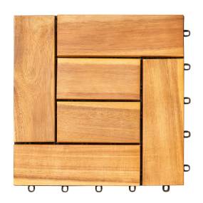 Rayna Yellowish Brown Acacia Interlocking Wooden Decktile (Set of 10 Tiles) - More4Home M0451