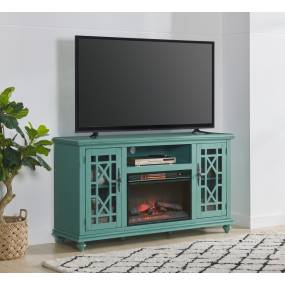 Elegant 2 Door TV Stand with Fireplace in Antique Teal - Martin Svensson 910191F