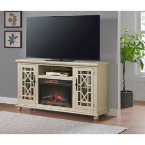 Elegant 2 Door TV Stand with Fireplace in Antique White - Martin Svensson 910193F