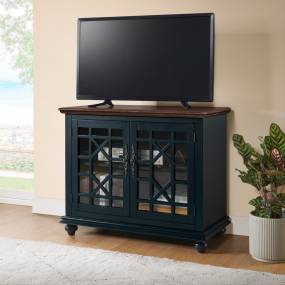 Martin Svensson Home Elegant Small Spaces TV Stand in Blue with Coffee Walnut Top - Martin Svensson 91036