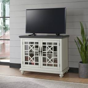 Martin Svensson Home Elegant Small Spaces TV Stand in White with Grey Top - Martin Svensson 91039