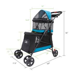 Double Decker Pet Stroller - Turquoise - Petique 1ST01500102