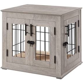 Small Wire Dog Crate with Cushion, Weathered Grey - Unipaws - EV1018