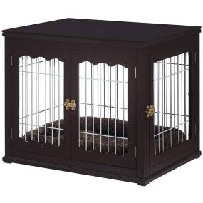 Medium Wire Dog Crate with Cushion, Espresso - Unipaws - UH5060