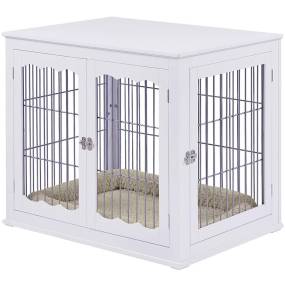 Large Wire Dog Crate with Cushion, White - Unipaws - UH5070