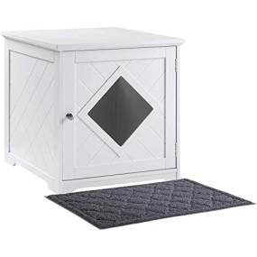 Cat Litter Box Enclosure with Mat,White - Unipaws - UH5076