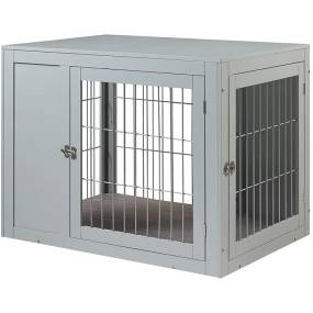Large Dog Crate with Cushion, Gray - Unipaws - UH5091