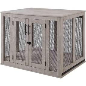 Large Dog Crate with Tray, Weathered Grey - Unipaws - UH5129