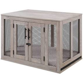Medium Dog Crate with Tray, Weathered Grey - Unipaws - UH5130