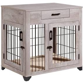 Dog Crate with Drawer, Weathered Grey - Unipaws - UH5131