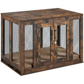 Medium Dog Crate with Tray, Rustic - Unipaws - UH5147
