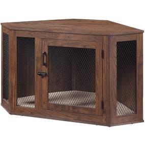 Medium Corner Dog Crate, Walnut - Unipaws - UH5150