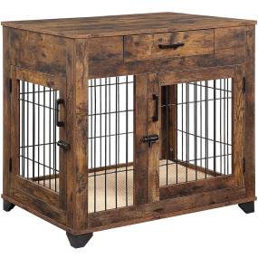 Dog Crate with Drawer, Rustic - Unipaws - UH5152