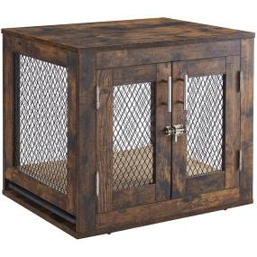 Small Dog Crate with Tray, Rustic - Unipaws - UH5158