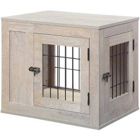 Small Dog Crate with Cushion, Weathered Grey - Unipaws - UH5159