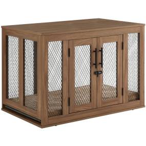 Medium Dog Crate with Tray, Walnut - Unipaws - UH5178