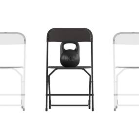Hercules™ Big and Tall Commercial Folding Chair - Extra Wide 650LB. Capacity - Durable Plastic - Black, 4-Pack - Flash Furniture 4-LE-L-3-W-BK-GG