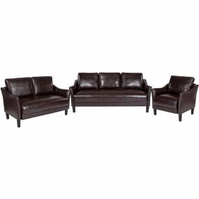 Asti 3 Piece Upholstered Set in Brown Leather -Flash SL-SF915-SET-BRN-GG