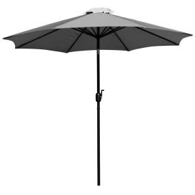 Kona Gray 9 FT Round Umbrella with 1.5" Diameter Aluminum Pole with Crank and Tilt Function [GM-402003-GY-GG] - Flash Furniture GM-402003-GY-GG