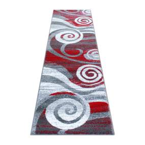 Cirrus Collection 2' x 7' Red Swirl Patterned Olefin Area Rug with Jute Backing for Entryway, Living Room, Bedroom [OKR-RG1103-27-RD-GG] - Flash Furniture OKR-RG1103-27-RD-GG