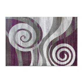 Cirrus Collection 5' x 7' Purple Swirl Patterned Olefin Area Rug with Jute Backing for Entryway, Living Room, Bedroom [OKR-RG1103-57-PU-GG] - Flash Furniture OKR-RG1103-57-PU-GG