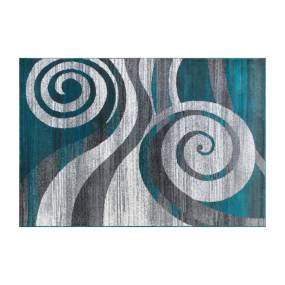 Cirrus Collection 5' x 7' Turquoise Swirl Patterned Olefin Area Rug with Jute Backing for Entryway, Living Room, Bedroom [OKR-RG1103-57-TQ-GG] - Flash Furniture OKR-RG1103-57-TQ-GG