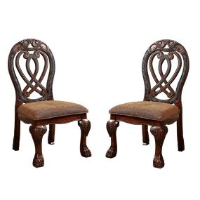 Beau Traditional Padded Side Chairs in Cherry (Set of 2) - Furniture of America IDF-3186CH-SC