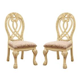 Beau Traditional Padded Side Chairs in White (Set of 2) - Furniture of America IDF-3186WH-SC