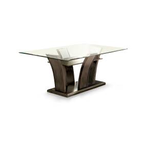 Sorell Contemporary Glass Top Dining Table - Furniture of America IDF-3710GY-T